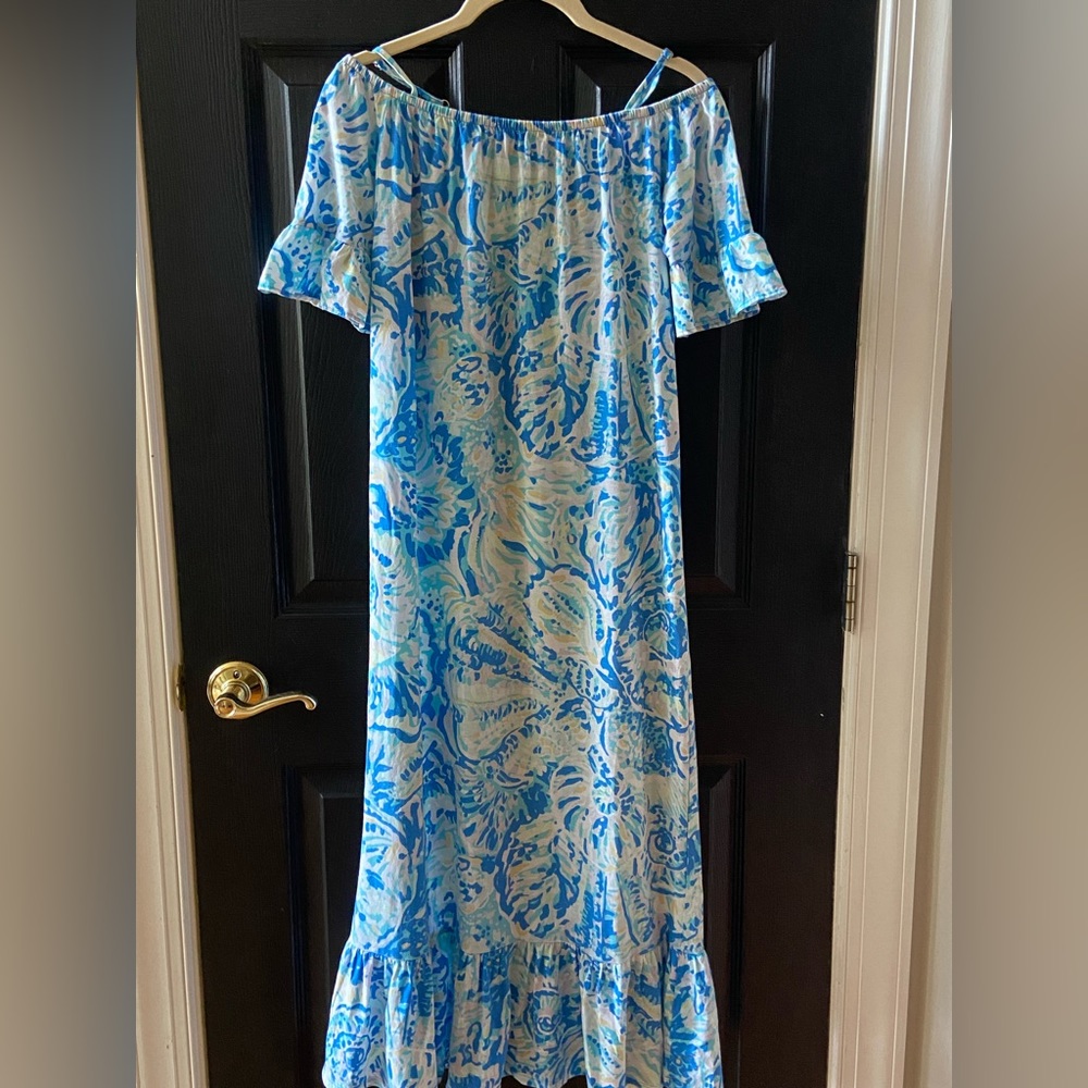 Girls Lilly Pulitzer Sz XL/12-14 off the shoulder maxi dress